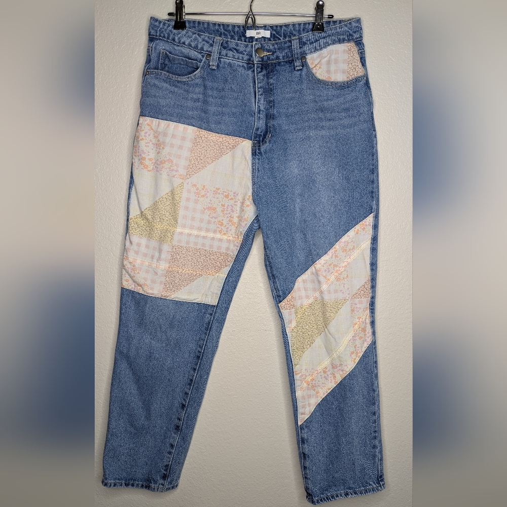 Nordstrom BP Blue Patchwork Straight Leg Jeans